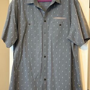 Howler Brothers Denim Blue Lightening Bolt Patterned Button Down Shirt